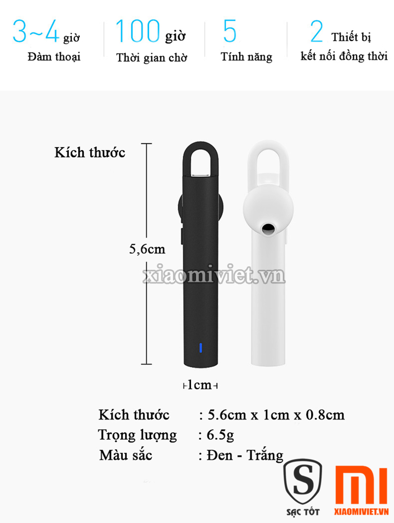 Tai nghe Bluetooth Xiaomi – Mi Bluetooth 2.0 Tai nghe Bluetooth Xiaomi – Mi Bluetooth 2.0