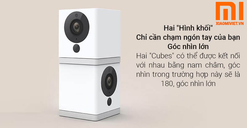 Camera Giám Sát Anh Ninh Xiaomi Cube 1080p hai hình khối chỉ cần chạm ngón tay của bạn sẽ mở ra một góc nhìn lớn