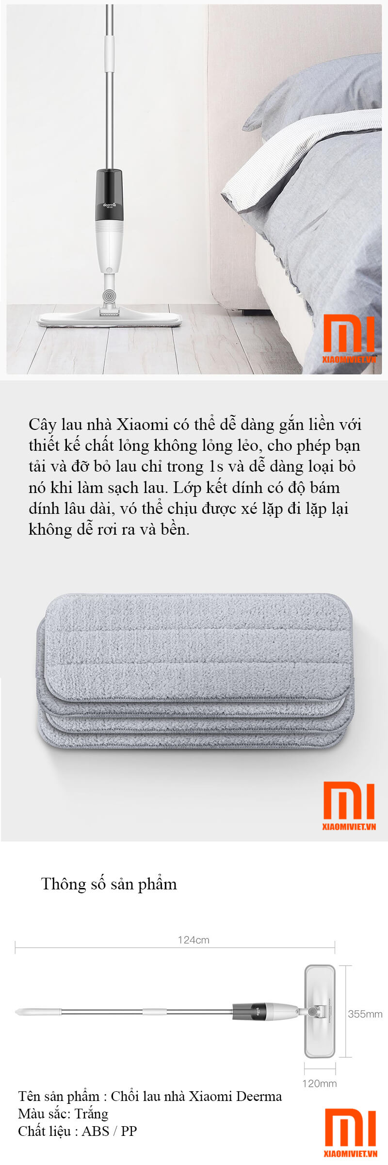 Cây chổi lau nhà Xiaomi Deerma 270 - TB800/TB500 Chổi lau nhà Xiaomi Deerma