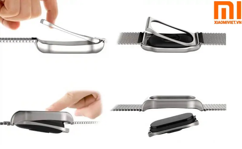 Dây Thay Thế Bằng Kim Loại Cho MiBand2 Mijoas Plus khóa cài kép