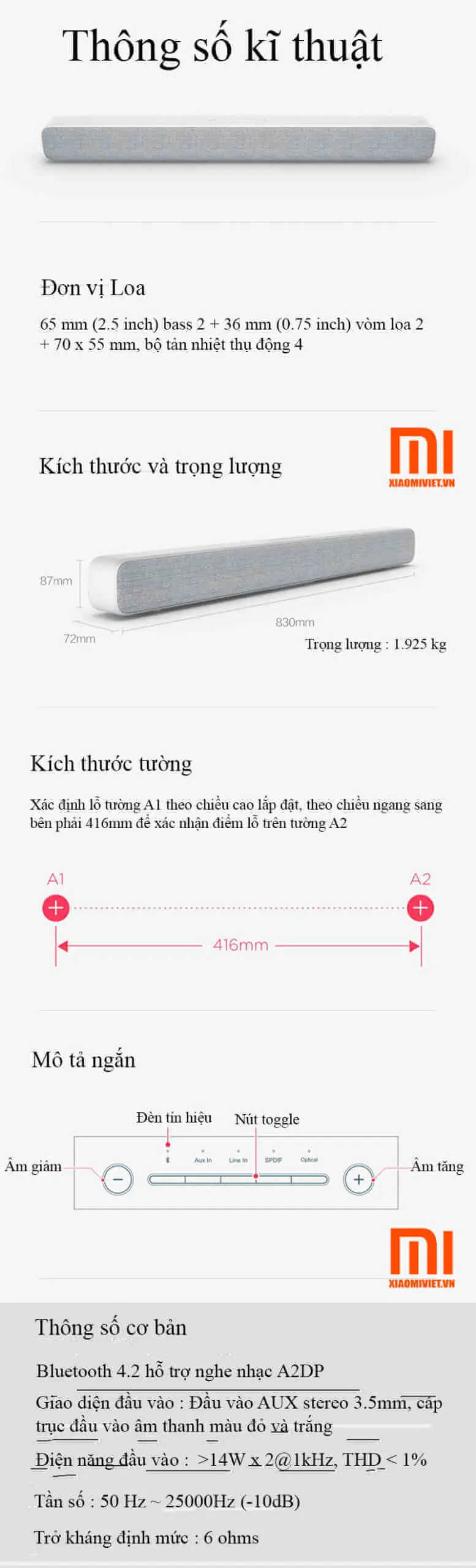 Loa Sound Bar Xiaomi 8 Kênh cho Tivi