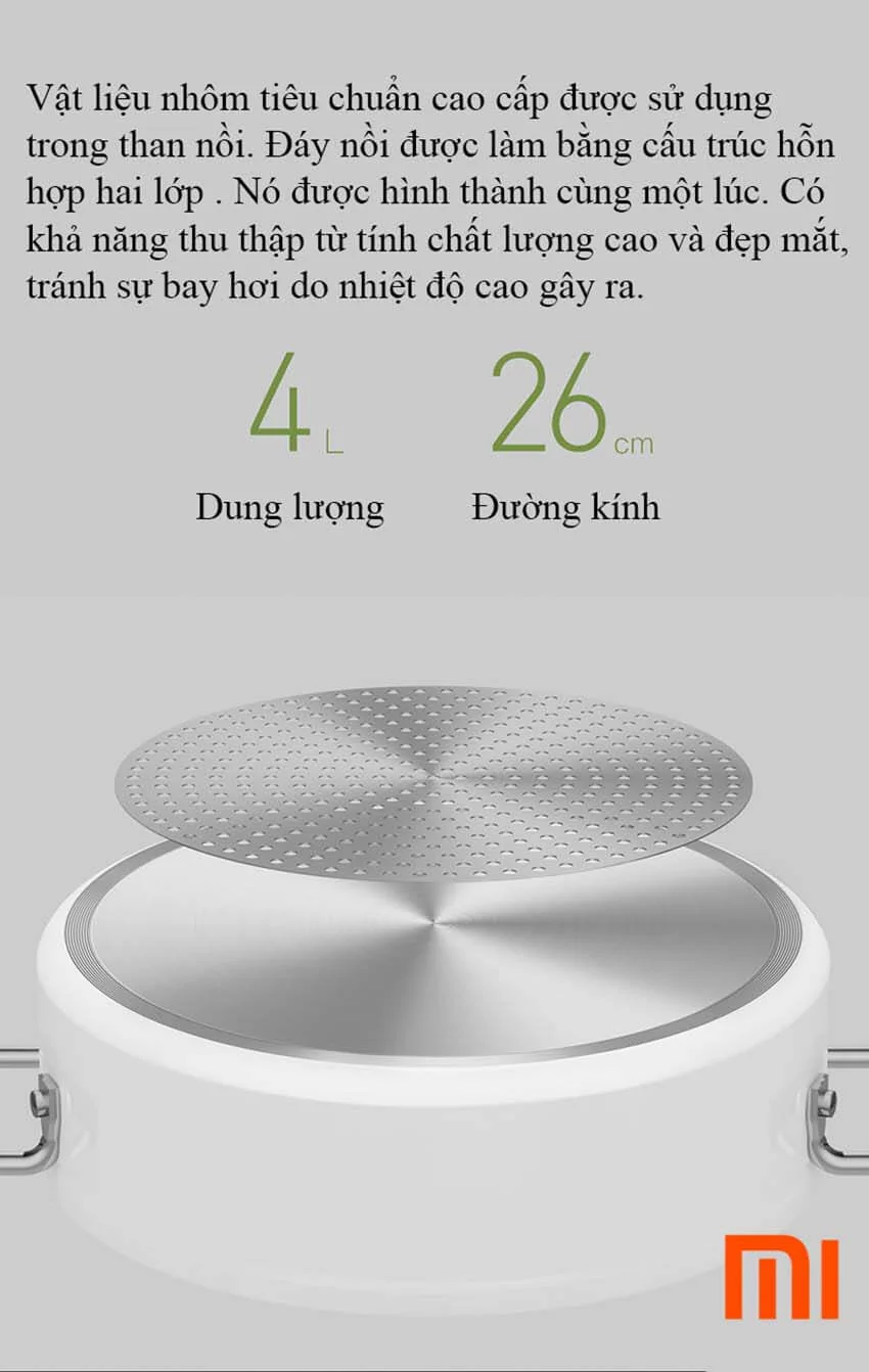 Nồi lẩu điện Xiaomi GJT02CM (Sử dụng được bếp từ) Nồi bếp từ Xiaomi GJT02CM