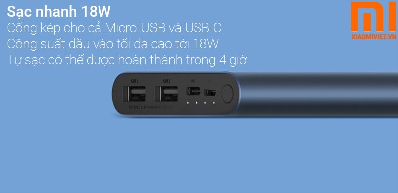 Pin sạc dự phòng Xiaomi 10000mah Gen 3 - Chính Hãng - 2022 Pin sạc dự phòng Xiaomi 10000mAh Gen 3 (2019)