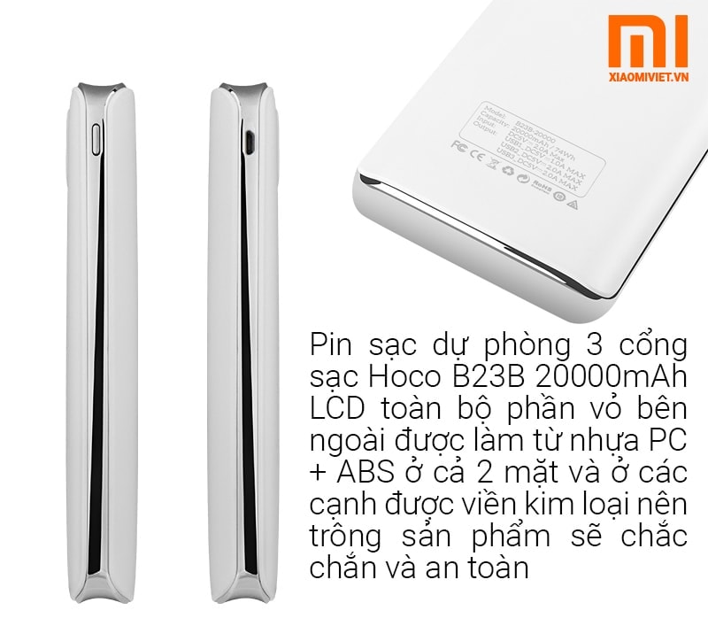 Sạc pin dự phòng Hoco 20000mAh Pin sạc dự phòng 3 cổng sạc Hoco B23B 20000mAh