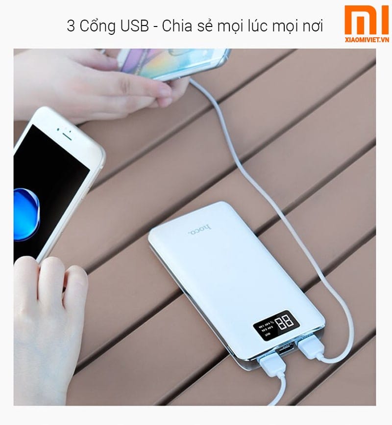 Sạc pin dự phòng Hoco 20000mAh Pin sạc dự phòng 3 cổng sạc Hoco B23B 20000mAh