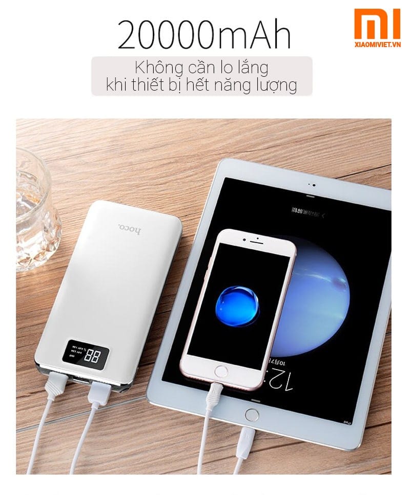 Sạc pin dự phòng Hoco 20000mAh Pin sạc dự phòng 3 cổng sạc Hoco B23B 20000mAh
