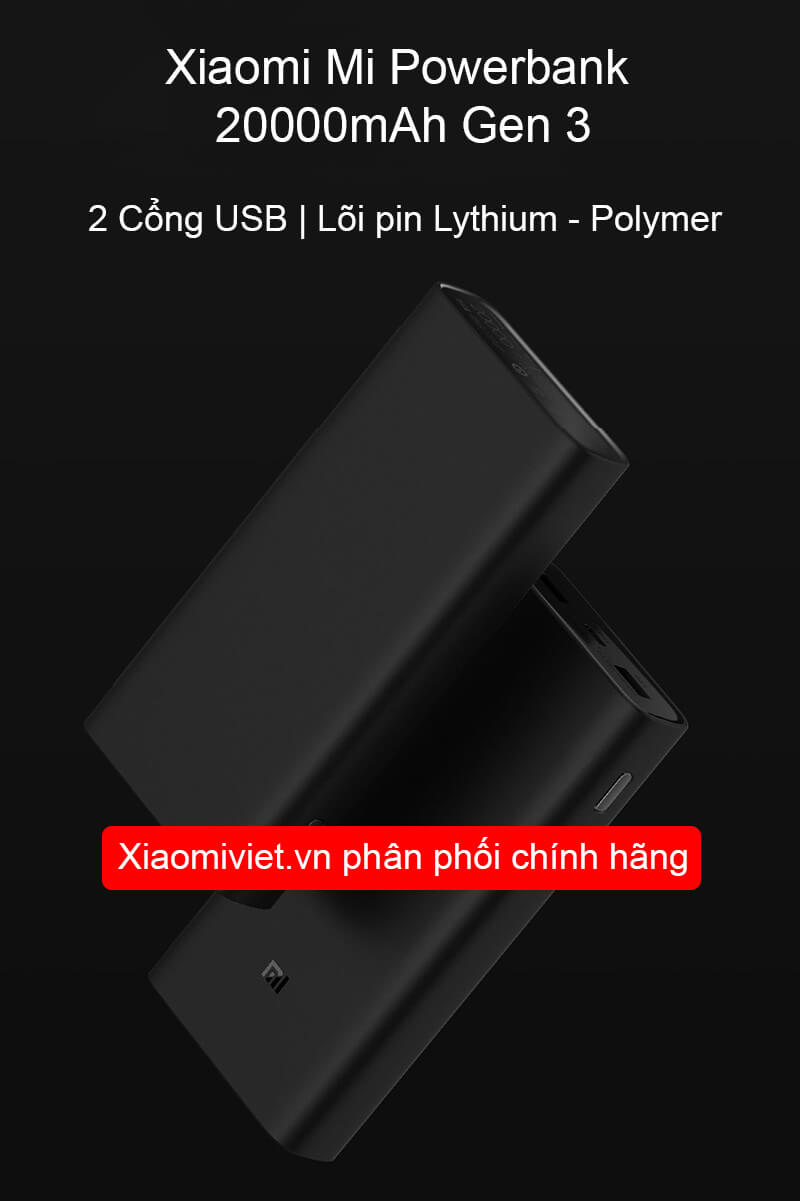 Pin Sạc Dự Phòng Xiaomi Mi Powerbank 20000mAh Gen 3 Sạc Dự Phòng Xiaomi Mi Powerbank 20000mAh Gen 3