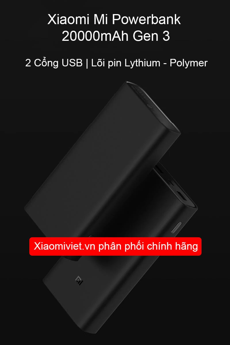 Sạc Dự Phòng Xiaomi Mi Powerbank 20000mAh Gen 3