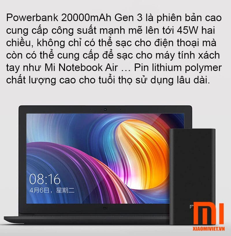 Pin Sạc Dự Phòng Xiaomi Mi Powerbank 20000mAh Gen 3 Sạc Dự Phòng Xiaomi Mi Powerbank 20000mAh Gen 3