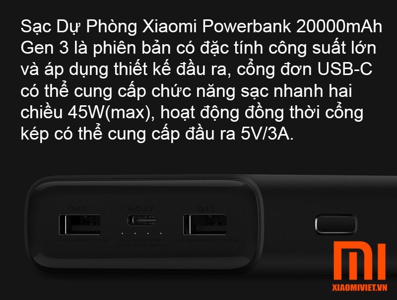 Pin Sạc Dự Phòng Xiaomi Mi Powerbank 20000mAh Gen 3 Sạc Dự Phòng Xiaomi Mi Powerbank 20000mAh Gen 3
