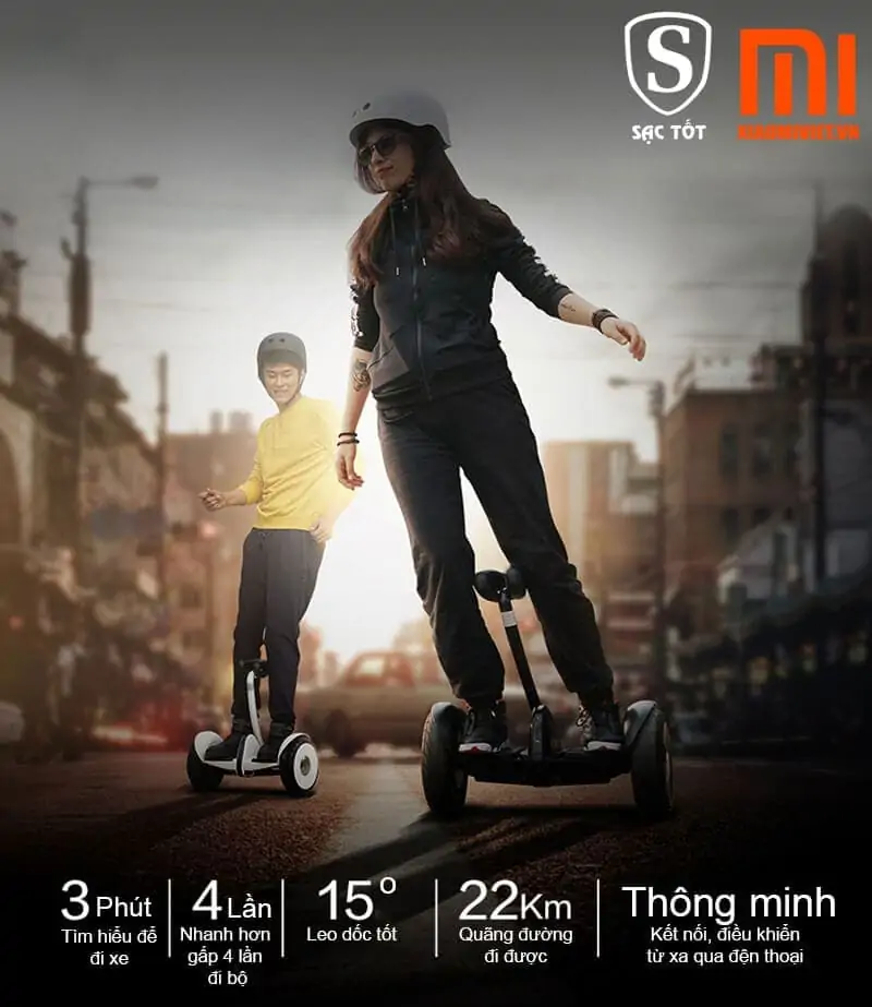 xe điện cân bằng xiaomi ninebot mini đi được đến 22km