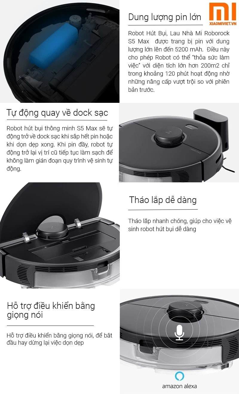 Robot hút bụi lau nhà Xiaomi Roborock S5 Max Quốc Tế Robot hút bụi lau nhà Xiaomi Roborock S5 Max Quốc Tế