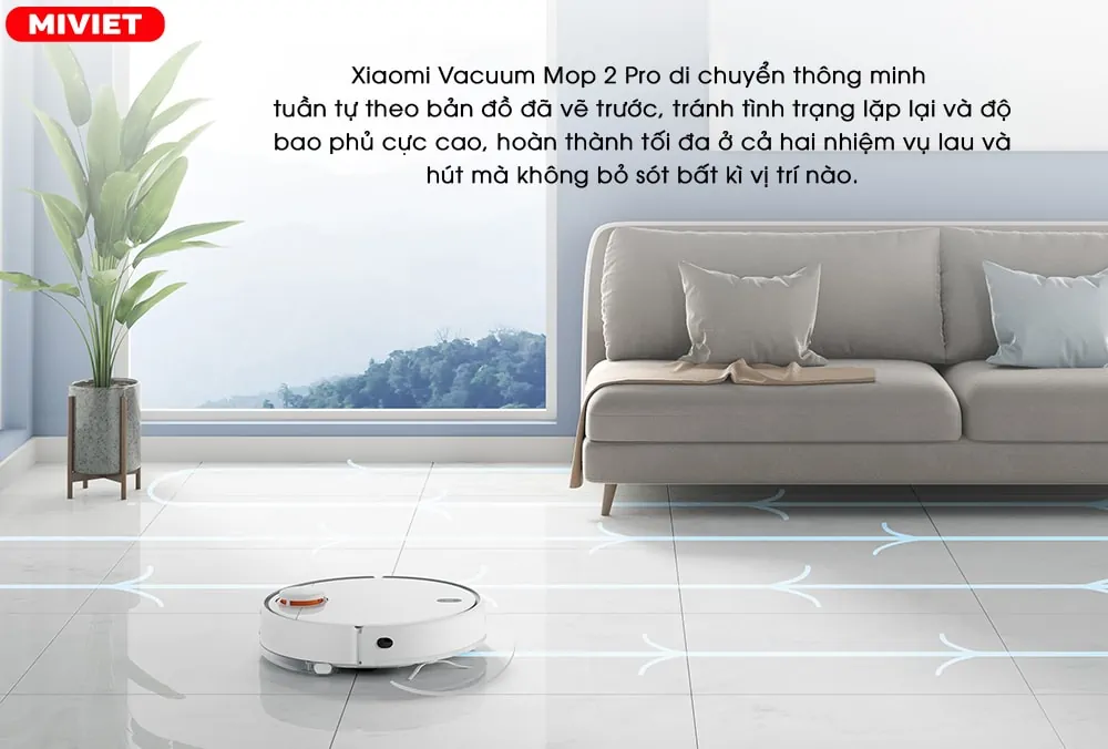 Robot hút bụi lau nhà Vacuum Mop 2 Pro - Bản Quốc Tế 2022 Đường di chuyển làm sạch thông minh