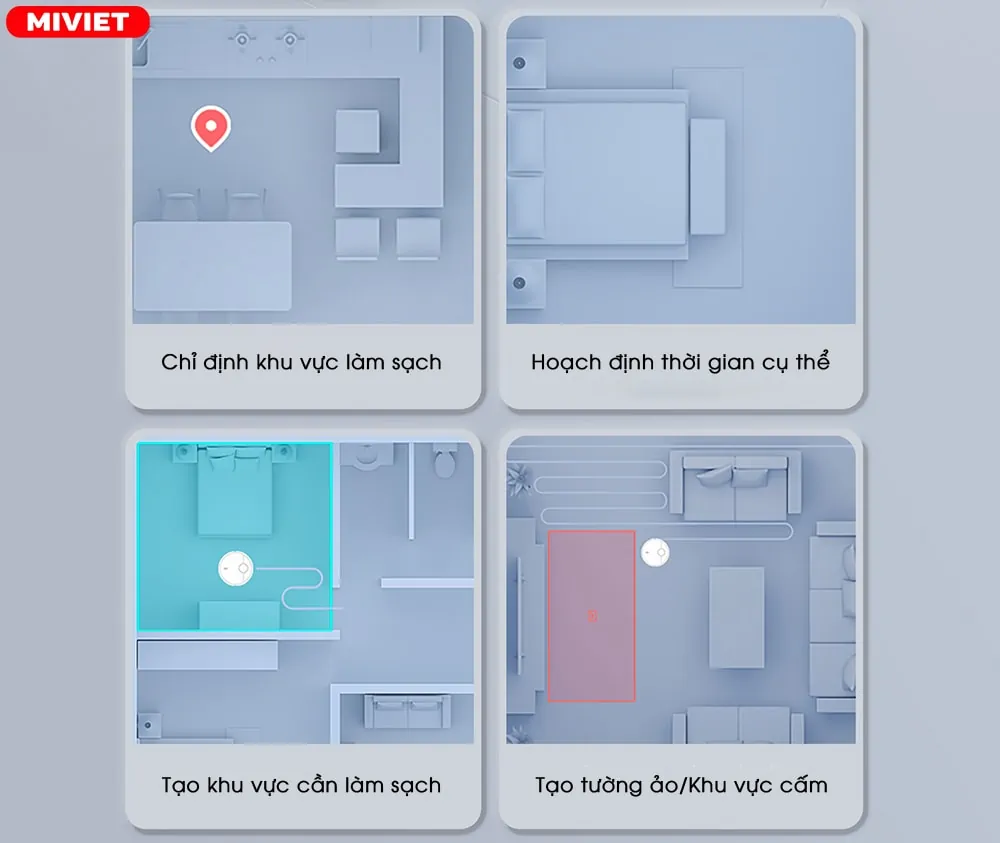 Robot hút bụi lau nhà Vacuum Mop 2 Pro - Bản Quốc Tế 2022 Hoạch định các tùy chỉnh trên App Mihome