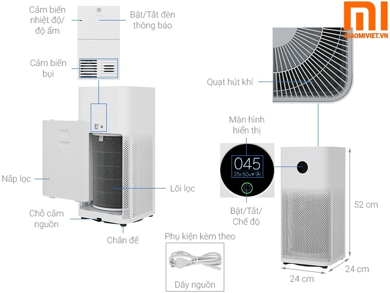 Máy lọc không khí Xiaomi Mi Air Purifier 3H Máy lọc không khí Xiaomi Mi Air Purifier 3H