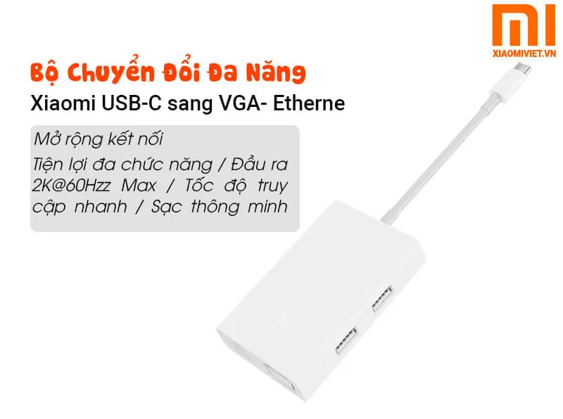 Bộ Chuyển Đổi Xiaomi chuyển USB Type C sang VGA - Ethernet Bộ Chuyển Đổi Xiaomi chuyển USB Type C sang VGA - Ethernet