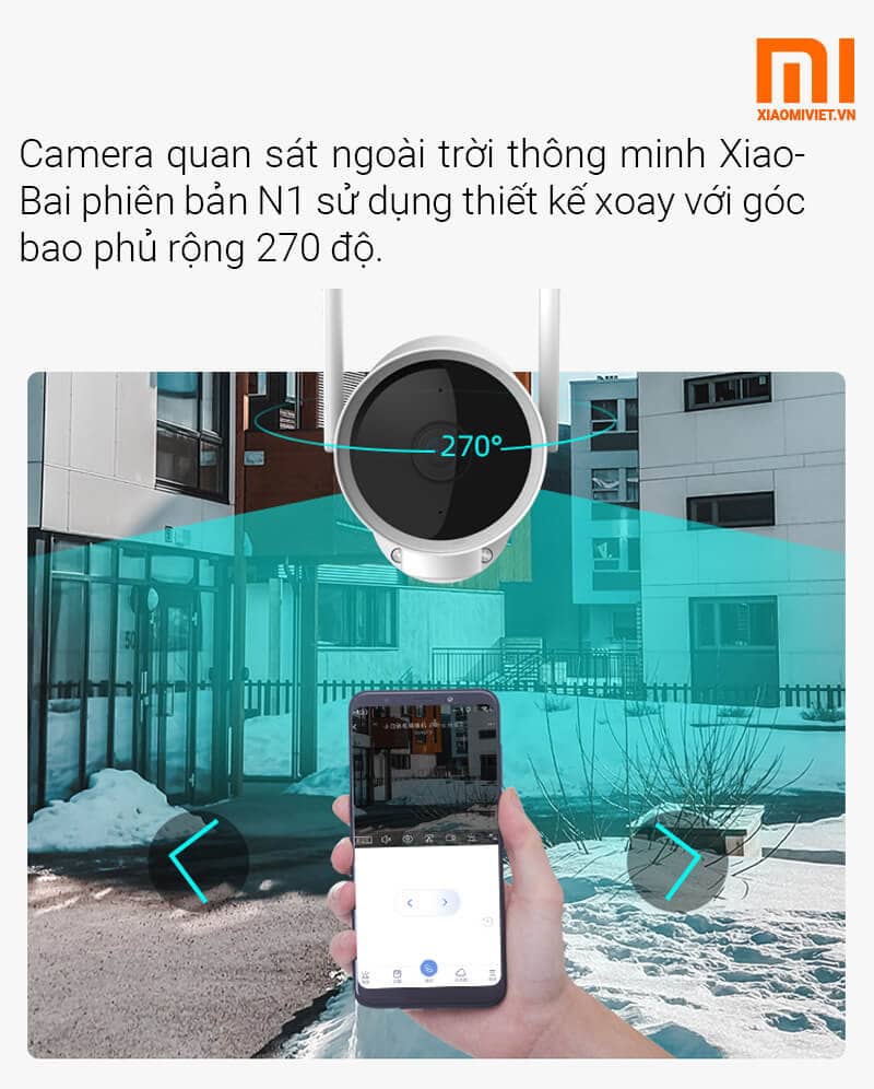 Camera IP Ngoài Trời Xiaomi Xiaobai N1 Xoay 270 Độ