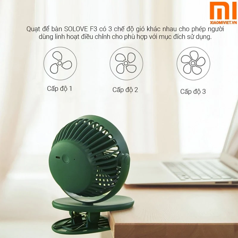 Quạt Điện Mini Xiaomi Xoay 360 Độ Solove F3
