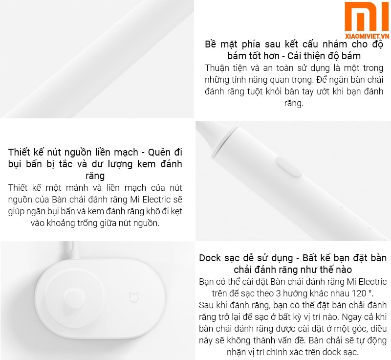Bàn Chải Đánh Răng Điện Xiaomi Mi Electric thiết kế thông minh từng chi tiết