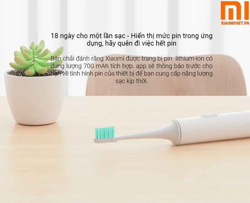 Bàn Chải Đánh Răng Điện Xiaomi Mi Electric 18 ngày cho một lần sạc