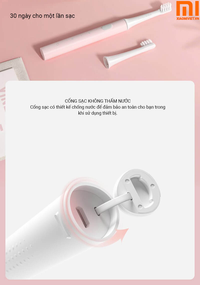 Bàn Chải Đánh Răng Điện Xiaomi Mijia T100 30 ngày cho một lần sạc
