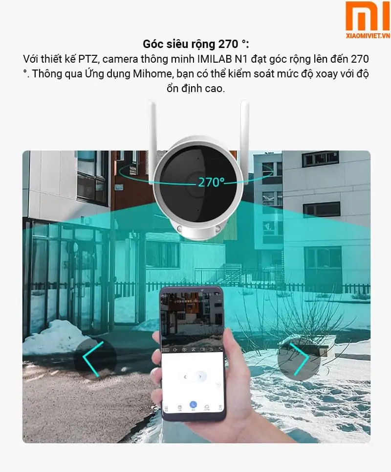 Camera Imilab EC3 PTZ 2K - Camera Giám Sát Ngoài Trời - Bản Quốc Tế khả năng xoay 270 độ