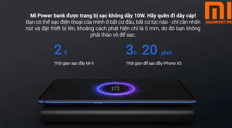 Pin Sạc Dự Phòng Không Dây Xiaomi 10W Wireless Power Bank 10000 sạc không dây tiện lợi
