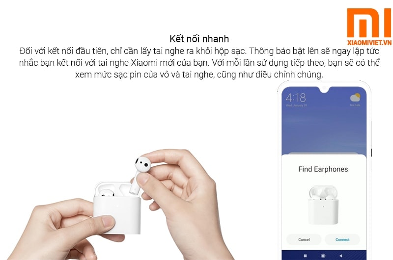 Tai Nghe Không Dây Mi True Wireless Earphones 2 kết nối nhanh