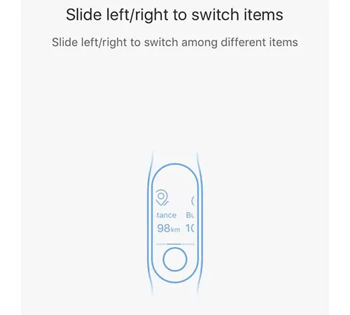  Trượt sang trái phải để chuyển đổi các mục Xiaomi Mi band 5