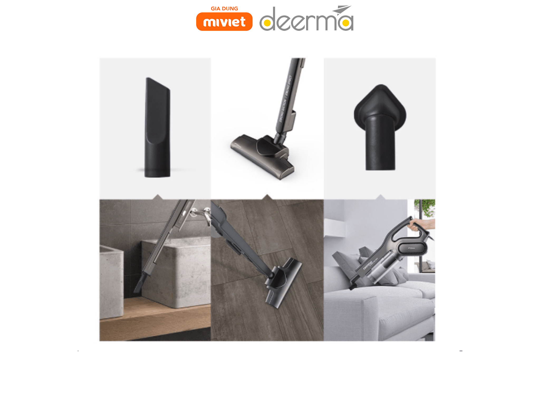 Ba đầu hút của máy hút bụi cầm tay Deerma DX700/DX700S