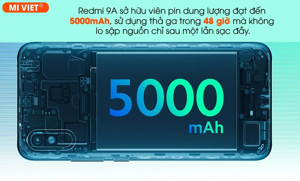 Viên pin 5000mAh nên có khả năng kéo dài thời lượng sử dụng và chất lượng pin siêu bền