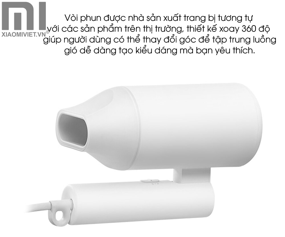 Máy sấy tóc bổ sung ion âm Xiaomi Mijia Vòi phun 360 đi kèm 2 lớp cách nhiệt
