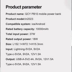 Pin sạc dự phòng QCY PB10 10000 mAh Pin sạc dự phòng QCY PB10 10000 mAh (2)