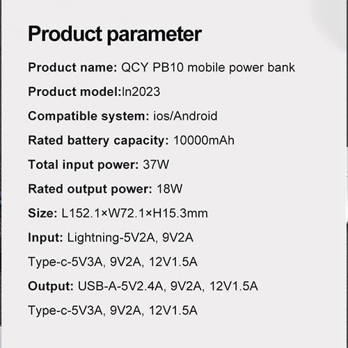 Pin sạc dự phòng QCY PB10 10000 mAh Pin sạc dự phòng QCY PB10 10000 mAh (2)