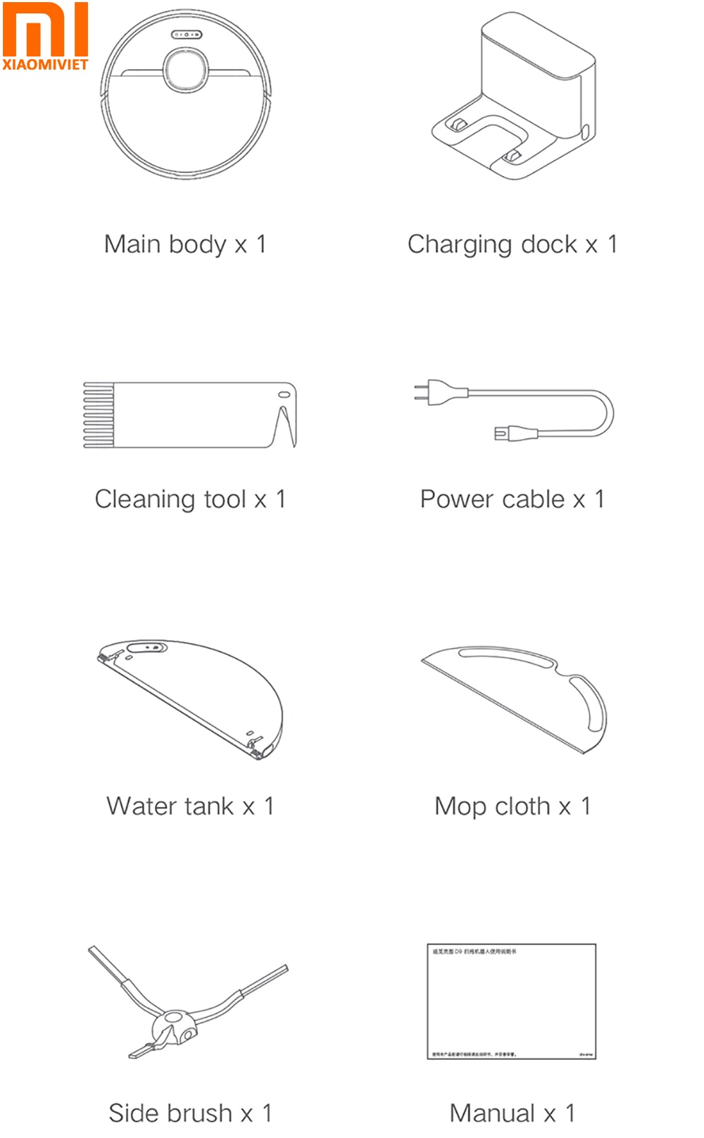 Robot hút bụi lau nhà Xiaomi Dreame D9 - Bản Quốc Tế Bộ sản phẩm đầy đủ Robot hút bụi lau nhà Xiaomi Dreame D9