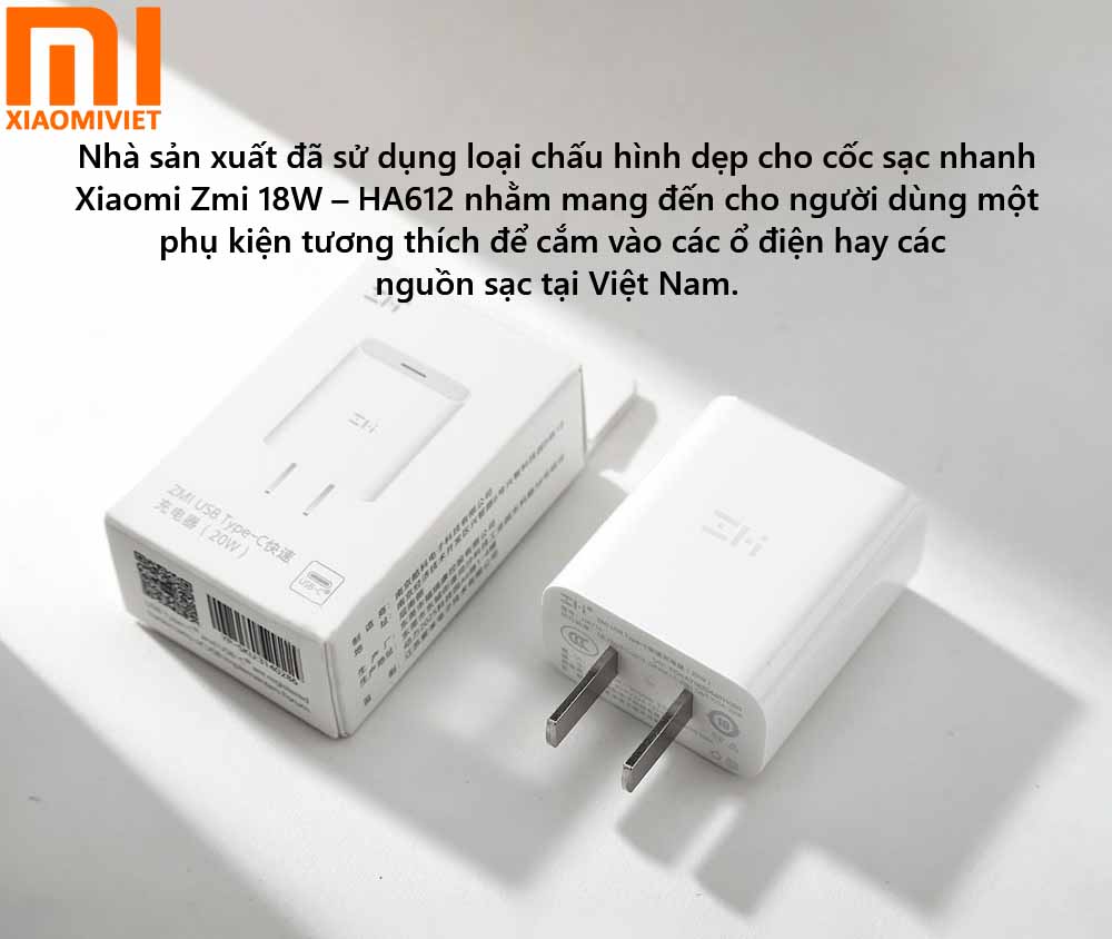 Cốc Sạc Nhanh Zmi 18W – HA612 Cốc sạc nhanh Xiaomi Zmi 18W – HA612 tương thích hầu hết với các dòng ổ cắm