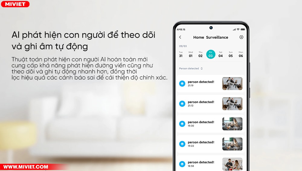 Nhận diện khuôn mặt, cảnh báo chuyển động bất thường