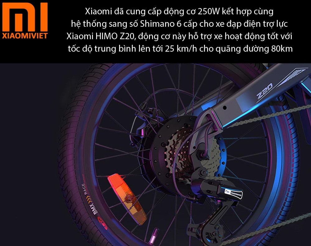 Xe Đạp Điện Trợ Lực Xiaomi Himo Z20 - Quốc tế 2023 - Chế độ điện và trợ lực Động cơ mạnh mẽ cho tốc độ trung bình 25km