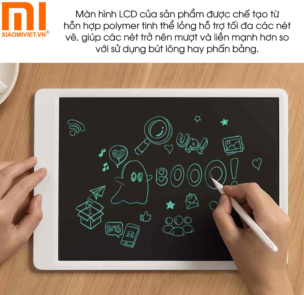 Bảng vẽ điện tử Xiaomi Mijia 10 inch/13.5 inch XMXHB01WC Màn hình LCD của sản phẩm được chế tạo từ hỗn hợp polymer tinh thể lỏng