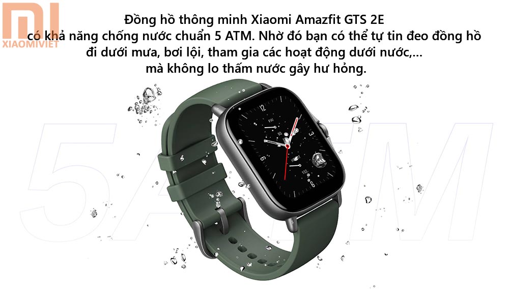 Đồng hồ thông minh Amazfit GTS 2E Chống nước 5ATM được trang bị trên Xiaomi Amazfit GTS 2E