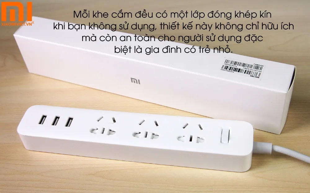 Xiaomi Mi Power Strip có màng chắn khi không sử dụng