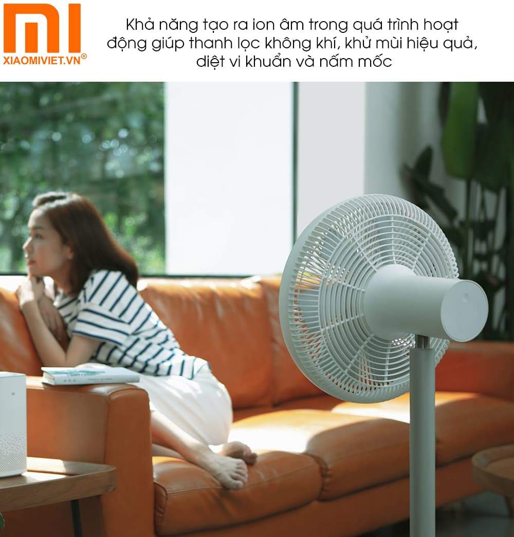 Xiaomi Mi Smart Fan gen 3 tạo ra các ion diệt khuẩn