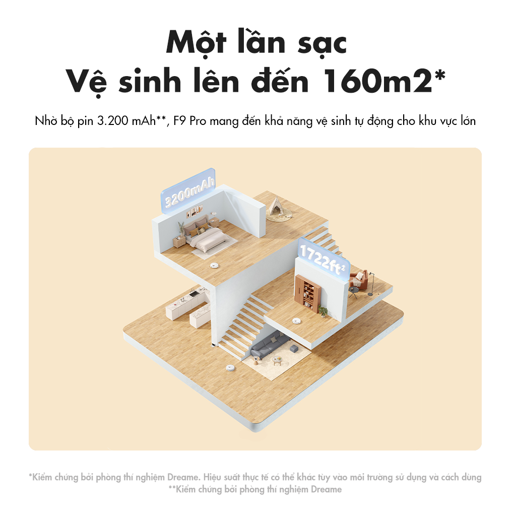 Robot hút bụi lau nhà Dreame F9 Pro - Bản Quốc Tế một lần sạc lên 160m2