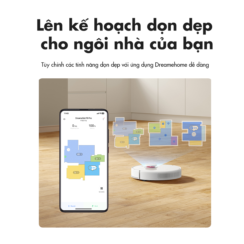 Robot hút bụi lau nhà Dreame F9 Pro - Bản Quốc Tế Kế hoạch dọn dẹp