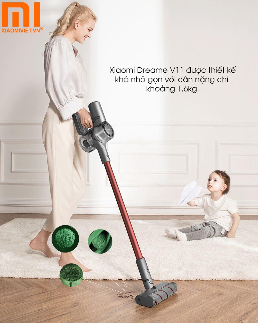 Xiaomi Dreame V11 sở hữu thiết kế nhỏ gọn