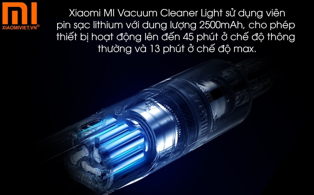 Máy hút bụi cầm tay Xiaomi MI Vacuum Cleaner Light - MJWXCQ03DV Dung lượng pin tối ưu cho 45 phút hoạt động