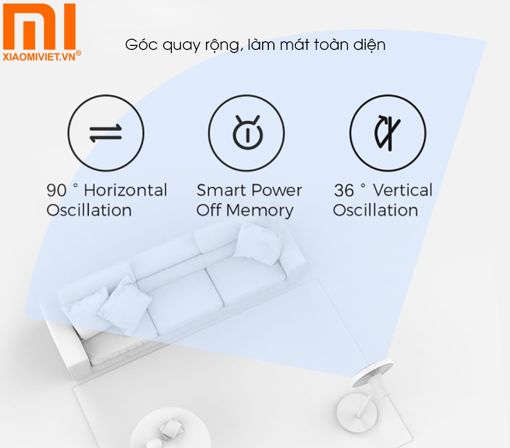 Quạt đứng thông minh Xiaomi Mi Smart Fan 2 Lite (Bản Quốc Tế) Góc quay rộng, làm mát toàn diện