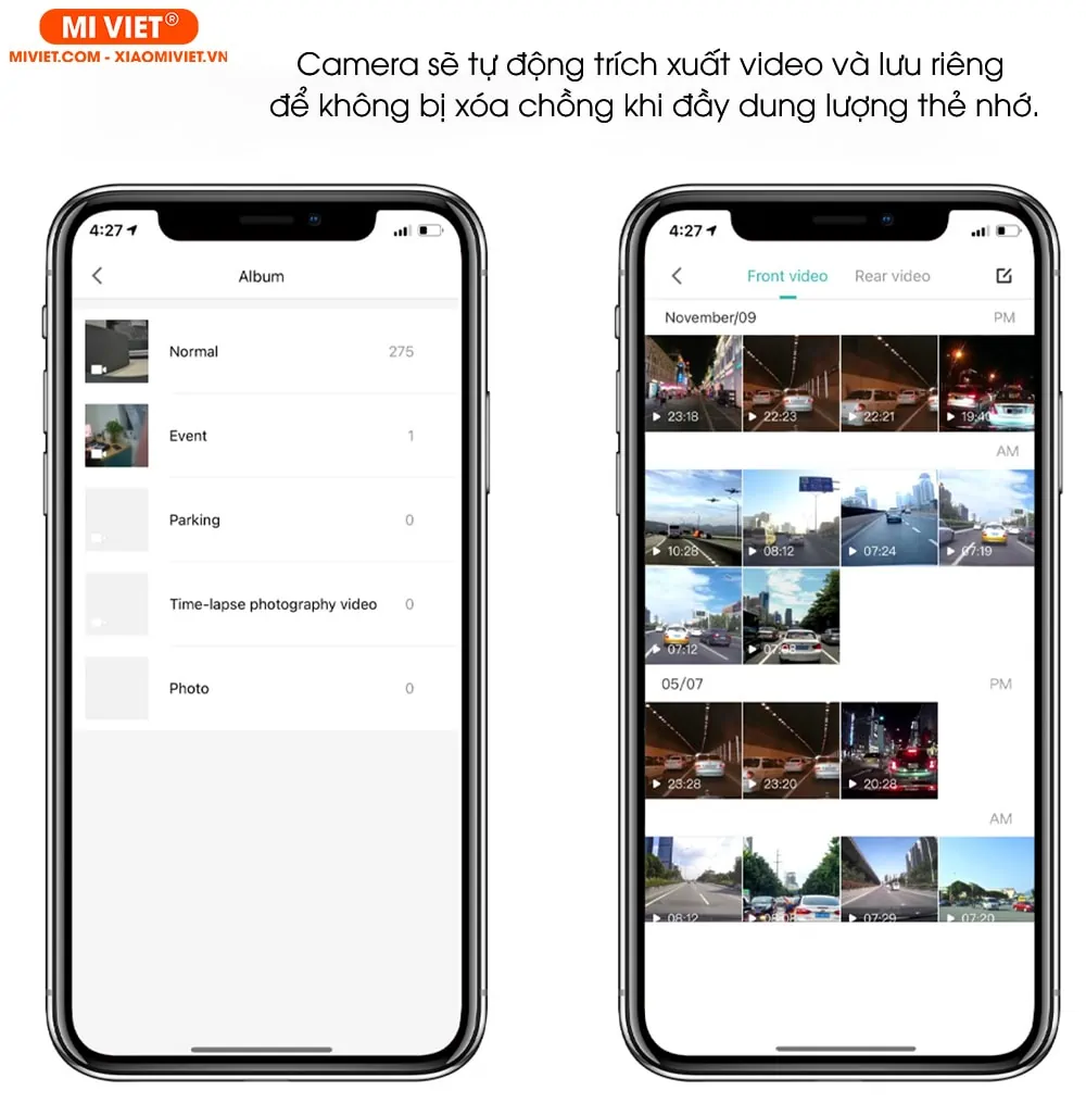 Camera sẽ tự động trích xuất video và lưu riêng để không bị xóa chồng khi đầy dung lượng thẻ nhớ