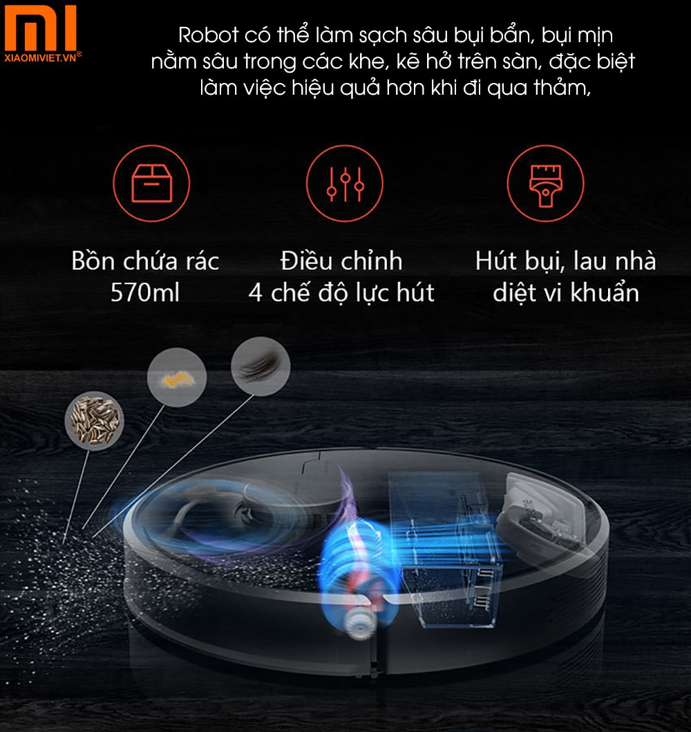 Xiaomi Dreame D9 Pro trang bị lực hút 4000 Pa mạnh mẽ Xiaomi Dreame D9 Pro trang bị lực hút 4000 Pa mạnh mẽ