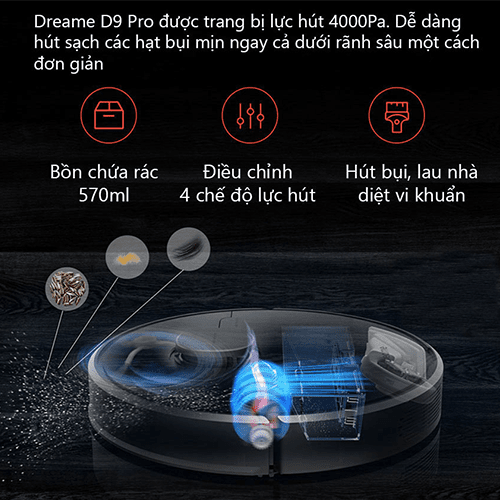 Robot hút bụi lau nhà Xiaomi Dreame D9 Pro - Chính Hãng - Quốc Tế Robot hút bụi lau nhà Xiaomi Dreame D9 Pro - Chính Hãng - Quốc Tế - Ảnh 7
